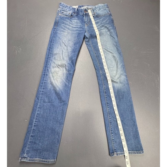 Gap 1969 Real Straight Jeans Women's 28 Blue Mid Rise Stretch Distressed Faded - Picture 9 of 16